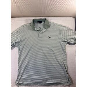 Ashworth Mens Striped Polo Shirt‎ Size M Green White Short Sleeve Casual Golf